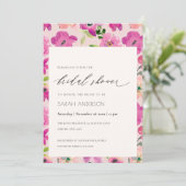 ブライトピンクおもしろい水彩フローラブライダルシャワー 招待状 (スタンド正面)