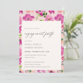 ブライトピンクおもしろい水彩フローラ婚約 招待状 (スタンド正面)