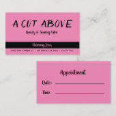 ブライトピンクとブラックラインの美しいサロン 予約カード (正面/裏面)