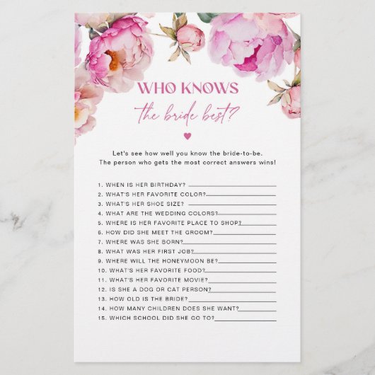 ブライトピンクの牡丹は誰が花嫁のゲームを知っている (正面)