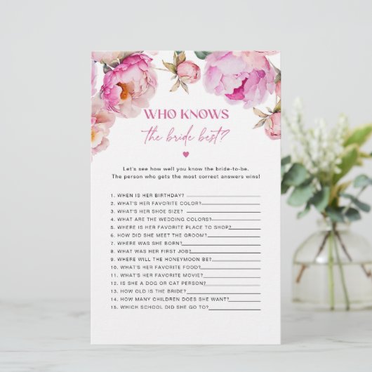 ブライトピンクの牡丹は誰が花嫁のゲームを知っている (スタンド正面)