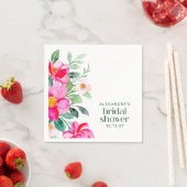 ブライトピンクウォーターカラーフローラブライダルシャワーカスタム スタンダードカクテルナプキン (インサイチュ)