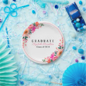 ブライトピンクウォーターフローラ卒業パーティー ペーパープレート (パーティー)