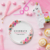 ブライトピンクウォーターフローラ卒業パーティー ペーパープレート (パーティー)
