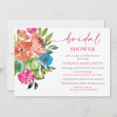 ブライトピンクオレンジフローラブライダルシャワー 招待状 (正面)