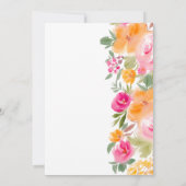 ブライトピンクカラフルフローライラストレーションスウィート16 招待状 (裏面)