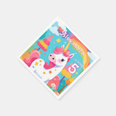 ブライトピンクキュートユニコーン誕生日 スタンダードカクテルナプキン (角)