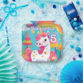 ブライトピンクキュートユニコーン誕生日 ペーパープレート (パーティー)