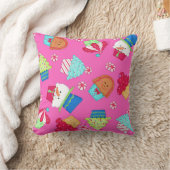 ブライトピンククリスマスカップケーキアートホーム飾ズ クッション (ブランケット)