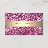 ブライトピンクグリッターラグジュアリーグラームQRコード 名刺 (正面)