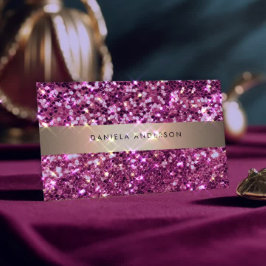 ブライトピンクグリッターラグジュアリーグラームQRコード 名刺