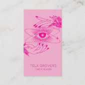 ブライトピンクシック神秘的モダンタロットリーダー 名刺 (正面)