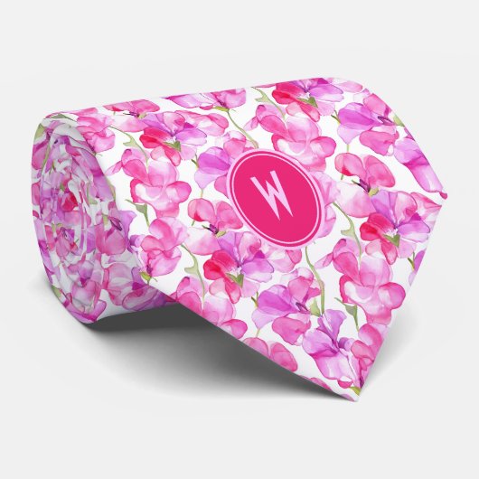 ブライトピンクスイートピーズフローラ ネクタイ (ロール)