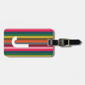 ブライトピンクストライプイニシャル ラゲッジタグ (正面横)