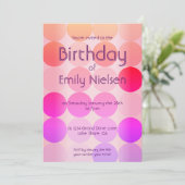 ブライトピンクスモダン誕生日招待状 招待状 (スタンド正面)