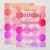 ブライトピンクスモダン誕生日招待状 招待状 (正面/裏面)