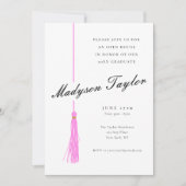ブライトピンクタッセル |写真モダンの卒業 招待状 (正面)