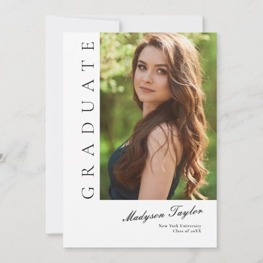 ブライトピンクタッセル |写真モダンの卒業 招待状 (裏面)