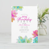 ブライトピンクティール(緑がかった色)ガーデンサクラントバースデーパーティー 招待状 (スタンド正面)