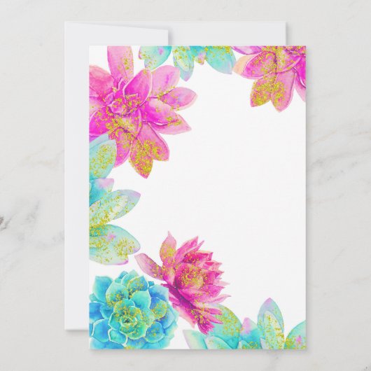 ブライトピンクティール（緑がかった色）ガーデンサツカレンツ16パーティー 招待状 (裏面)