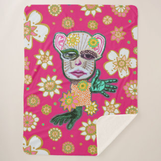 ブライトピンクドロリーフローラバイNatalie schorr シェルパブランケット