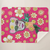 ブライトピンクドロリーフローラバイNatalie schorr シェルパブランケット (正面(横))