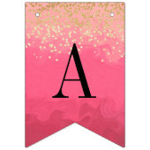 ブライトピンクハッピーバースデーと金ゴールドグリッター バンティングフラッグ (第3の旗)