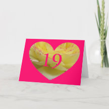 ブライトピンクハート19thエージ誕生日カード