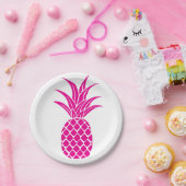 ブライトピンクパイナップルプレート ペーパープレート (パーティー)