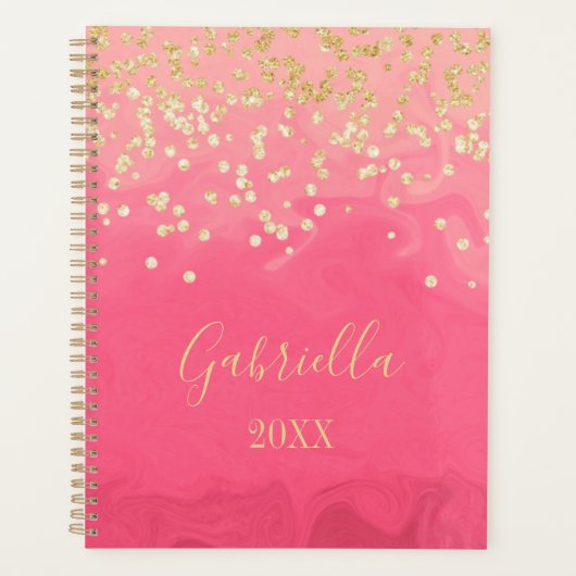 ブライトピンクパーソナライズされたプランナー プランナー手帳 (正面)