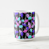 ブライトピンクパープルアクアイチョンゴオンブラックストライプ コーヒーマグカップ (正面右)