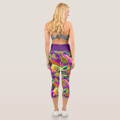 ブライトピンクパープルティール(緑がかった色)ターコイズマーブルフラクタル カプリレギンス (裏面)