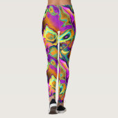 ブライトピンクパープルティール（緑がかった色）ターコイズマーブルフラクタル レギンス (裏面)