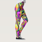 ブライトピンクパープルティール（緑がかった色）ターコイズマーブルフラクタル レギンス (右)