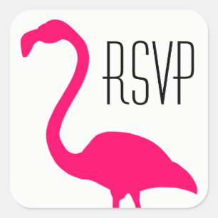 ブライトピンクフラミンゴRSVP スクエアシール