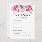 ブライトピンクフローラウェディングシャワーアドバイスカード ノートカード (正面)