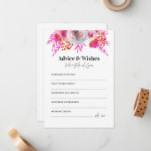 ブライトピンクフローラウェディングシャワーアドバイスカード ノートカード (正面/裏面インサイチュ)