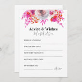ブライトピンクフローラウェディングシャワーアドバイスカード ノートカード (正面/裏面)