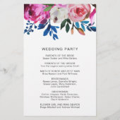 ブライトピンクフローラモダン結婚式 プログラム チラシ (裏面)