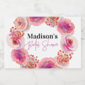 ブライトピンクフローラリースブライダルシャワー スパークリングワインラベル (シングルラベル)