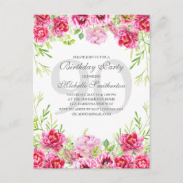 ブライトピンクフローラ女子90歳の誕生日パーティー ポストカード