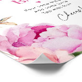 ブライトピンクフローラ牡丹ブライダルミモサバー ポスター (角)