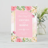 ブライトピンクフローラ結婚式招待状 招待状 (スタンド正面)