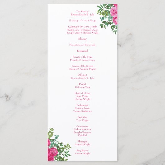 ブライトピンクフローラ結婚式 プログラム (裏面)