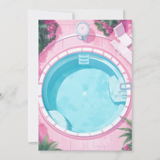 ブライトピンクプールガーリーパーティースイート16 Sixen 招待状 (裏面)