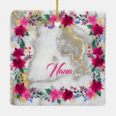 ブライトピンクポインセティアオンマーブルナナ セラミックオーナメント (裏面)