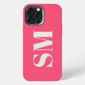ブライトピンクモノグラムイニシャル iPhoneケース (裏面)