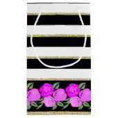 ブライトピンクローゼオンブラック、ホワイト、金ゴールド抱き枕 スモールペーパーバッグ (裏面)