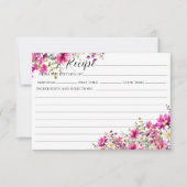 ブライトピンクワイルドフラワーズブライダルシャワーレシピカード 招待状 (正面)