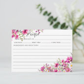 ブライトピンクワイルドフラワーズブライダルシャワーレシピカード 招待状 (スタンド正面)